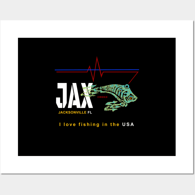 Jacksonville FL., JAX, I love fishing in the USA Wall Art by The Witness